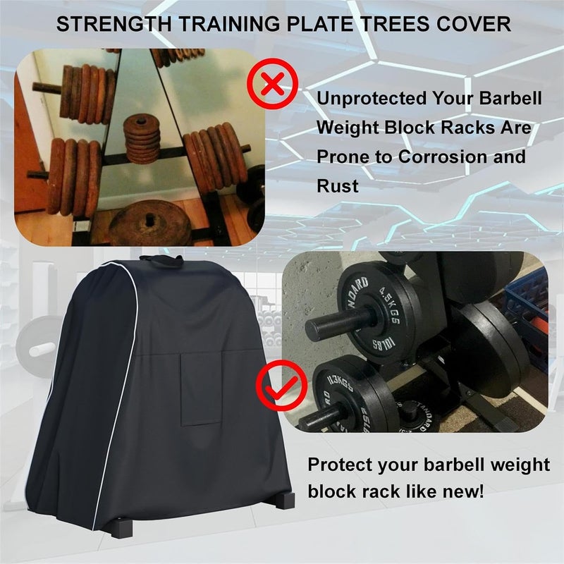 Ddeman Strength Training Plate Tree Cover, Barbell Weight Rack Cover, For Home Gym CAP Triangle Barbell Weight Rack, Strength Training Tree Weight Plate Rack (Cover Only) - Image 4